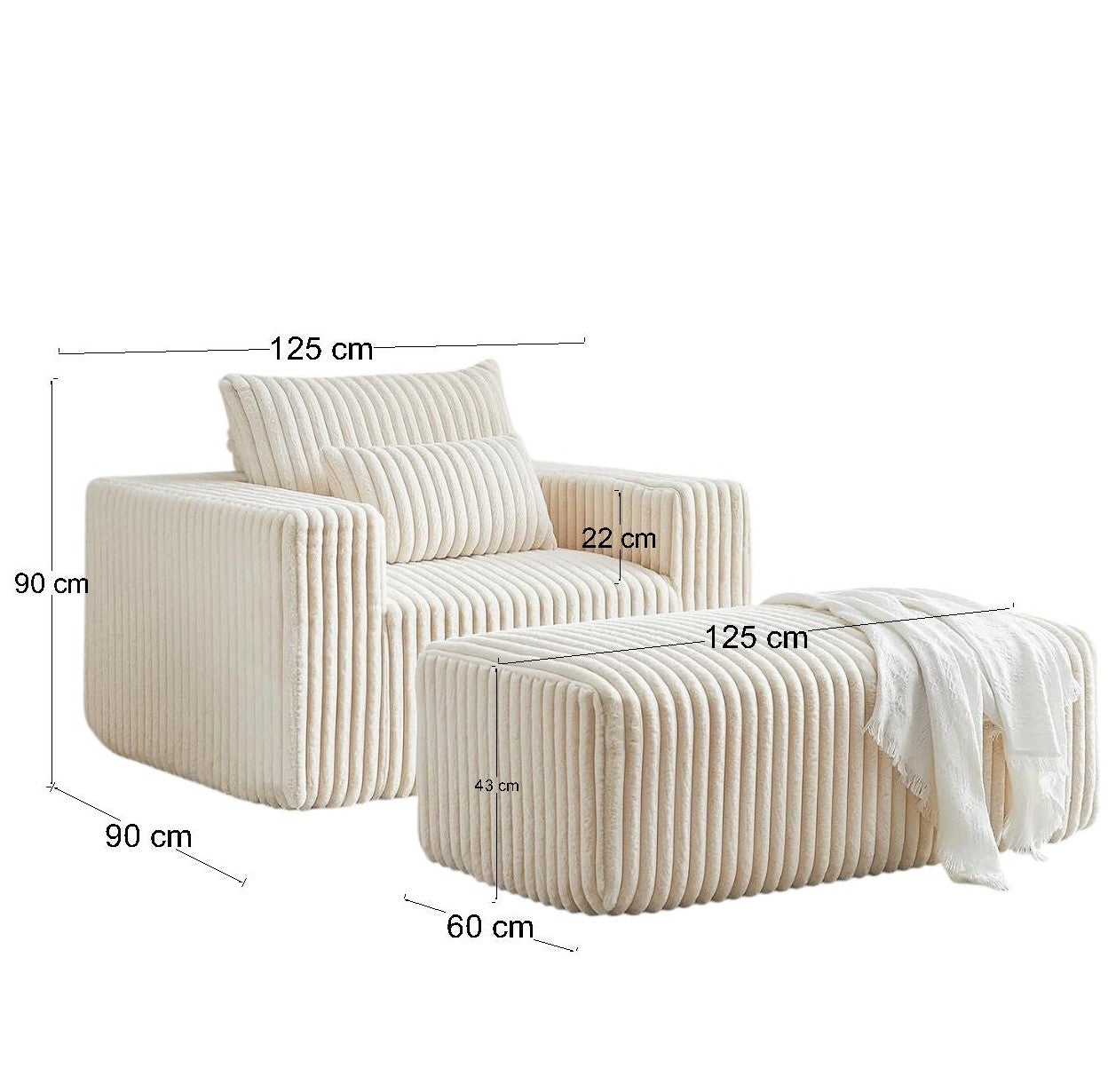Zeya Armchair with pouf